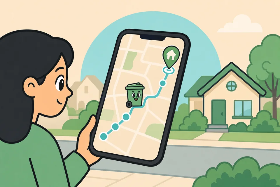 A customer following the Bin Buddy route toward their home